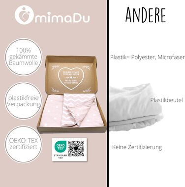 Набір постільної білизни для малюків з органічної бавовни GOTS (Oeko-Tex100), 100 x 135 см - комплект постільної білизни для дитячого ліжечка з наволочкою та ковдрою для хлопчиків та дівчаток (Пудрово-рожевий, 100x135 см + 40x60 см)