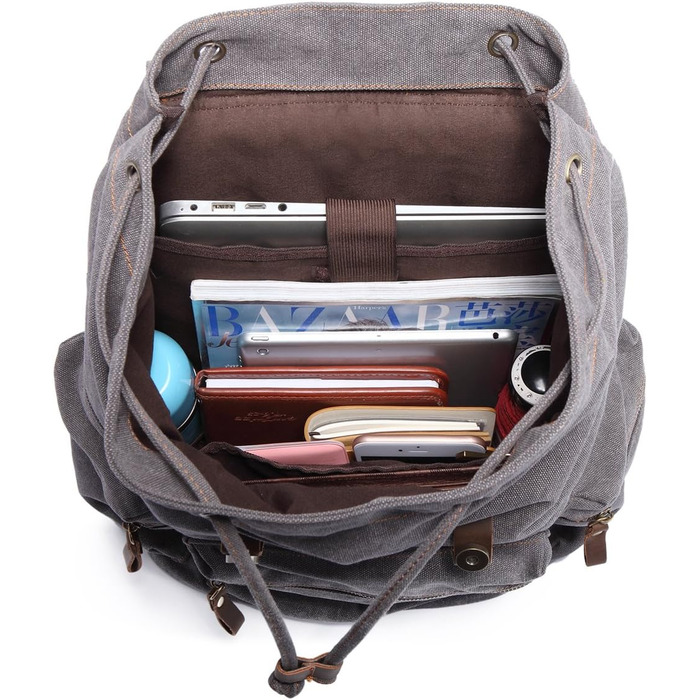 Чоловічий/жіночий рюкзак Kaukko Canvas для ноутбука, стильний, велика місткість, для подорожей, кемпінгу, Outdoor (сірий)