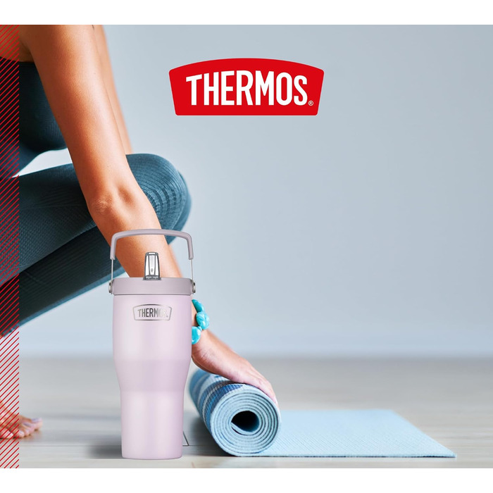 Термос REFRESHING SERIES з подвійними стінками, 850 мл, з трубочкою та ручкою (Лаванда Матова)