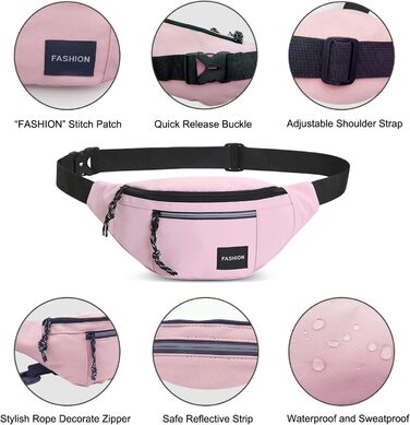 Гірчатка поясна водонепроникна для жінок та чоловіків Long Keeper - поясна сумка велика для спорту, туризму, велопоїздок, кемпінгу, подорожей, активного відпочинку на природі, рожева