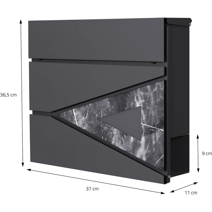 Поштовий ящик ML-Design 37x36,5x11 см антрацит/під дерево, сталевий, з газетницею, замок на 2 ключі, настінний, сучасний дизайн