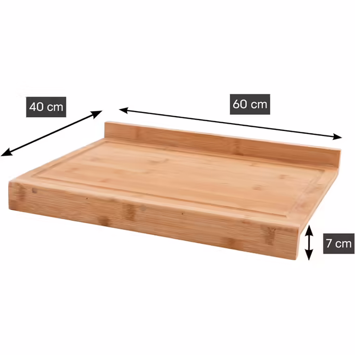 Дошка для нарізання з бамбука XL 60x40x7 см, коричнева/біла, кухонна, для хліба, м'яса, овочів та фруктів