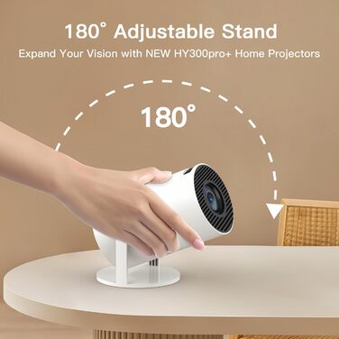 Портативний проєктор LYNCAST з Wi-Fi, Bluetooth та Android 11, 1080P/4K, поворотний на 180°, для дому та на відкритому повітрі (OptiBarrel 005 White)