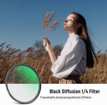 Фільтр Neewer Black Diffusion 1/4 (77мм) для створення кінематографічного ефекту туману, багатошарове нанопокриття, для відео, влогів та портретної фотографії