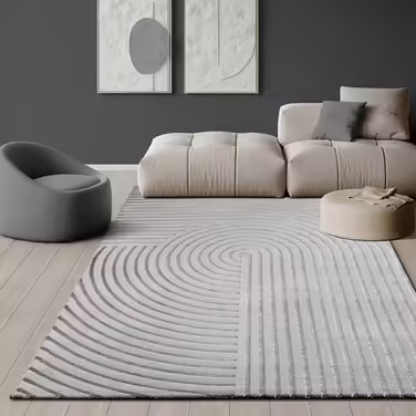 Килим Knight Eleganter для вітальні, короткий ворс, 3D ефект, глянцеві елементи, високоякісний, геометричний малюнок, бежевий, 80x150 см