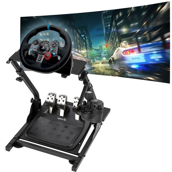 Тримач для ігрового керма та КПП (Lenkradständer) для Logitech G29 G920 G923, Thrustmaster T150 T300 TX T500 TH8A, Clubsport — регульований та складаний