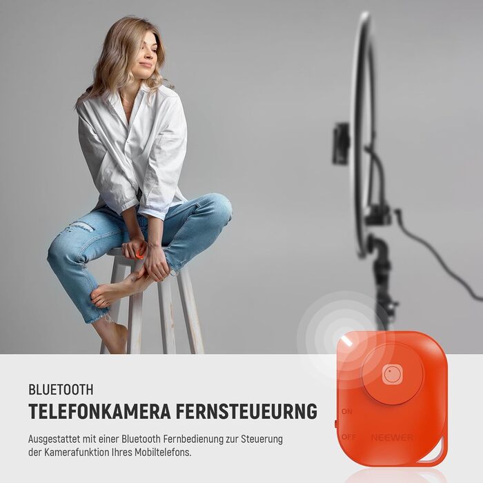 NEEWER Комплект кільцевого світла для фото та відео: 48 см, 52 Вт, регульоване LED світло, штатив, Bluetooth, для смартфона, YouTube, селфі (RP18B Pro)