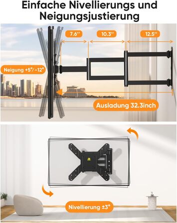 Кронштейн для телевізора FORGING MOUNT поворотний 26-65 дюймів, VESA 400x400, до 35 кг, подовжений