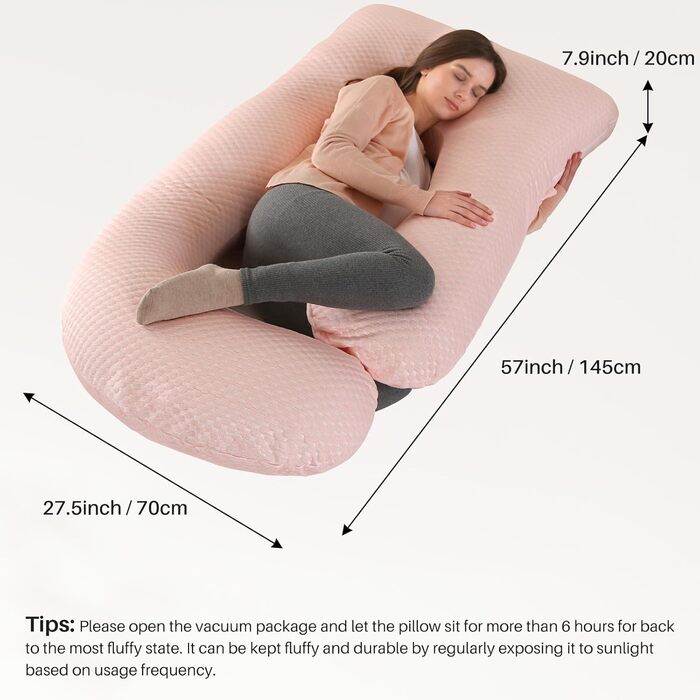 Подушка для вагітних GKXLH – підтримка спини, живота та стегон. J-подібна подушка для вагітних з охолодженням (рожевий)