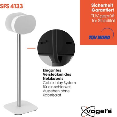 Стійка Vogel's SFS 4113 для Sonos ERA 100: надійна та стильна | Білий колір | З прихованням кабелів | Сертифікат TÜV