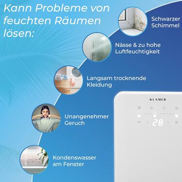 Електричний осушувач повітря KLAMER 195 м³/год, 420W, 5.5 л (12л)