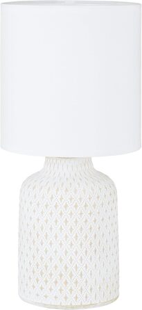 Настільна лампа EGLO Bellariva: кераміка кремового кольору, тканина білого кольору, з вимикачем, E14