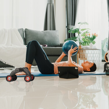 Relaxdays Abdominal Roller with 5 Wheels and Knee Pad