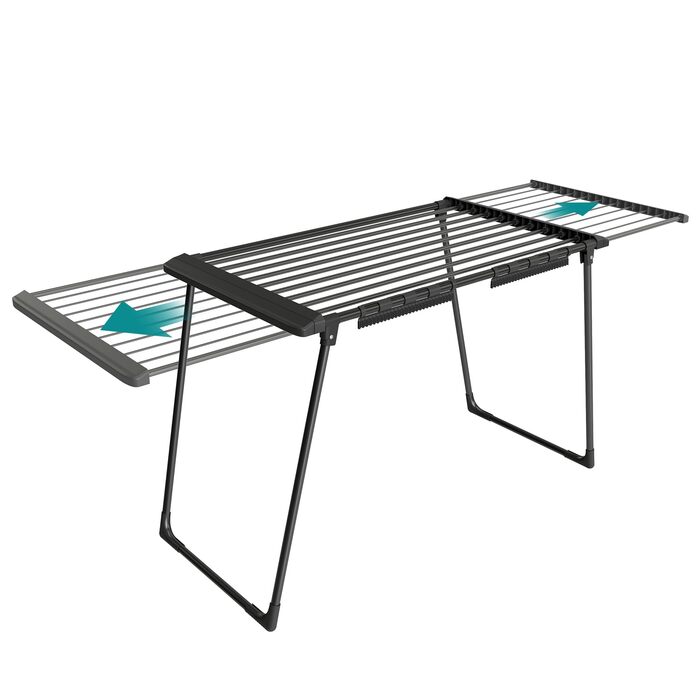 SONGMICS Сушарка для білизни, металева, 52.5 x 173 x 96.5 см, з крилами, для одягу, рушників, шкарпеток, чорна (LLR518G01)