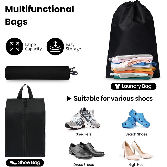 Органайзери для валізи Prezon - набір 8 шт., легкі, чорні