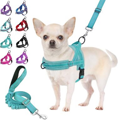 Шлейка для собак SlowTon з повідком, анти-тягнуча, регульована, світловідбиваюча, для цуценят, малих та середніх собак, безпечна, запобігає задушливості, зелена