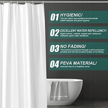 Водонепроникна штора для душу PEVA з антипліснявим ефектом, 180x180 см, комплект
