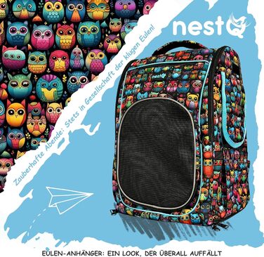 Рюкзак для собак та котів до 5 кг, ергономічний, з вентиляцією, для подорожей (Блакитні Сови)