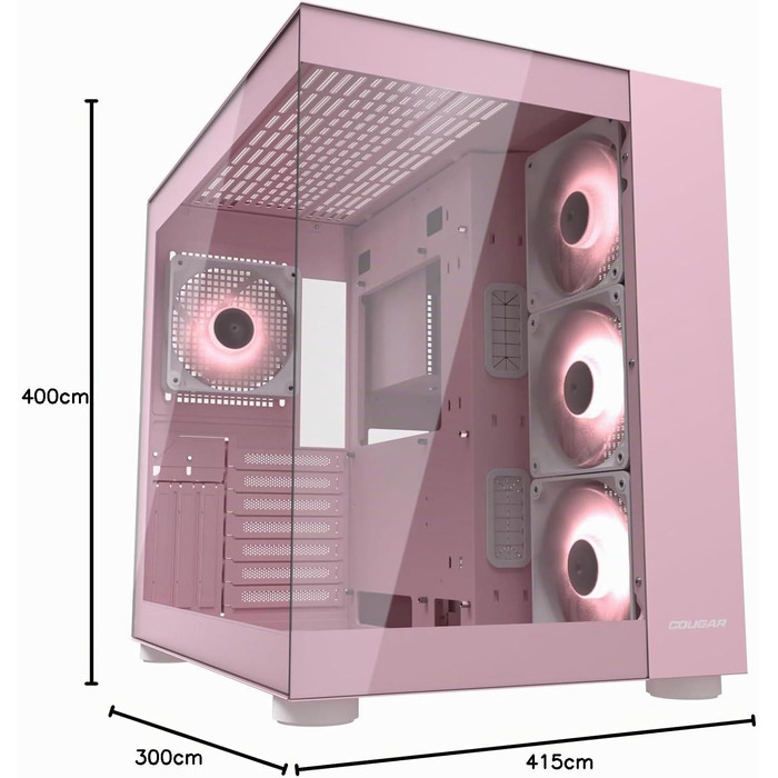 Корпус для ПК Cougar FV150 ARGB Midi-Tower, загартоване скло, рожевий