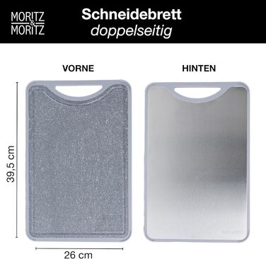 Двостороння обробна дошка Moritz & Moritz з нержавіючої сталі та пластику - антиковзаюча з жолобком для соку та поверхнею для натирання - гігієнічна та придатна для миття в посудомийній машині