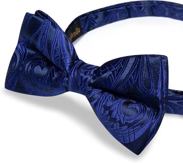 Метелик чоловічий DiBanGu Seide Paisley синій (королівський) з нагрудною хустинкою, шпилькою, запонками, готовий до весілля, вечірки, випускного