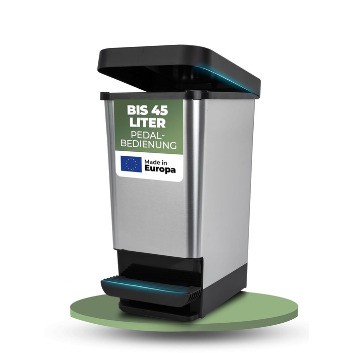 Novaliv Відро для сміття з педальним приводом 45L - сталеве відро для сміття з кришкою, герметичне, для кухні та інших приміщень