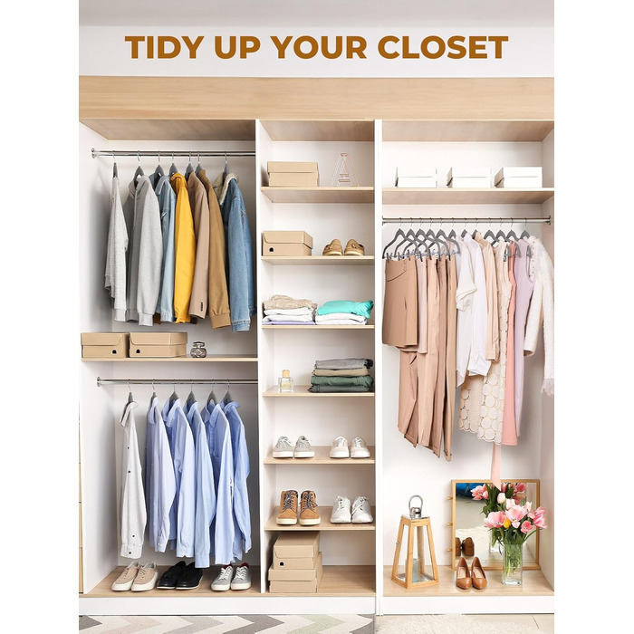 Вешалки для одягу з велюру HOUSE DAY, 24 шт. з кліпсами, ультратонкі, неслизькі, економія місця (сірі)