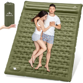IEEILULU Self-Inflating Camping Mat for 2 People - 196x140cm Sleeping Pad with 12cm Thickness - Ideal for Outdoor Hiking, Tent, and Backpacking (Green)