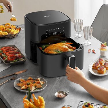 iceagle Hot Air Fryer 6.5 L Airfryer XL - Fryer Without Fat with Metal Interior | 1700W Hot Air Fryer with 8 Cooking Programs, Digital Display, with German Recipe Book