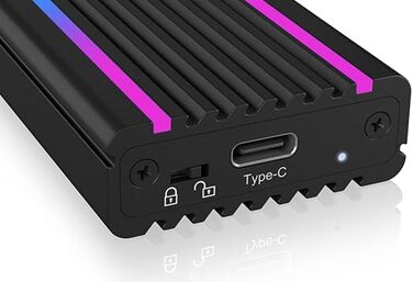 Зовнішній корпус для M.2 PCIe SSD ICY BOX IB-1817M-C31, USB 3.1 Type-C, алюміній, RGB підсвічування, чорний