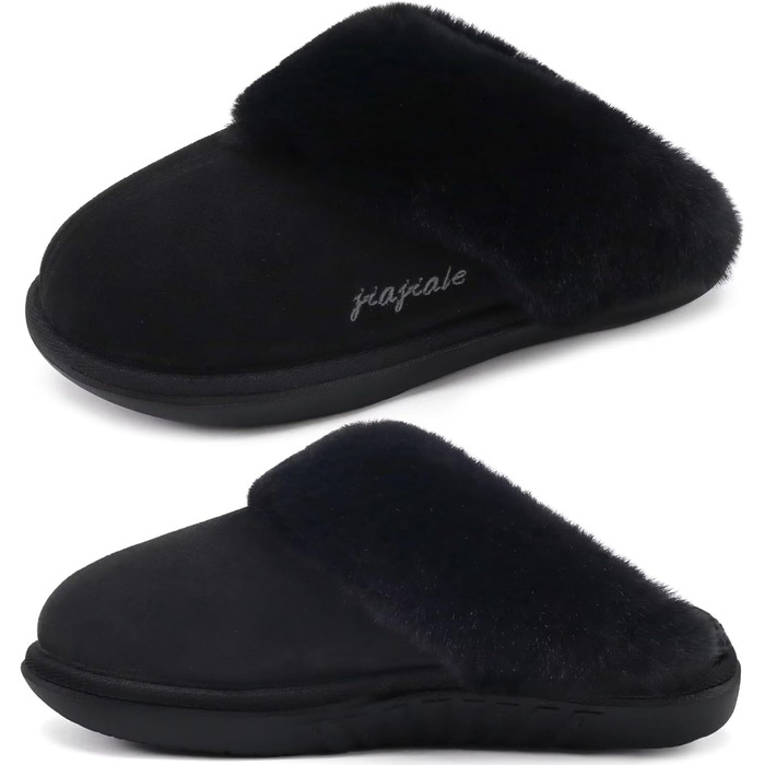 Жіночі домашні тапочки Jiajiale: м'які, теплі, з гумовою підошвою, чорні