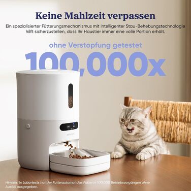 Автомат годування для тварин Pawsync Smart: 3 шт., індикатор зміни кольору, сухий корм, свіжість до 3 місяців, сповіщення через додаток, білий та сірий