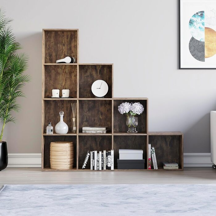 Стелаж Vida Designs Durham на 10 кубів, темне дерево, книжкова полиця-органайзер для вітальні