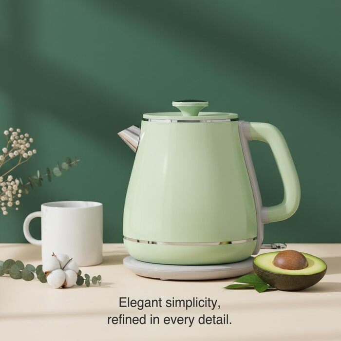 Електричний чайник MULIN Retro, 1.8 л, 2200 Вт, з поворотним підставою 360°, швидке кип'ятіння, автоматичне вимкнення, зелений