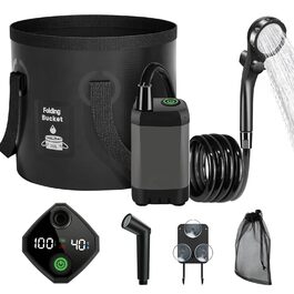 Camping Dusche 2026: Портативний душ для кемпінгу з акумулятором, 6000mAh, 3 режими, 5 галонів, складаний водостік для подорожей та походів