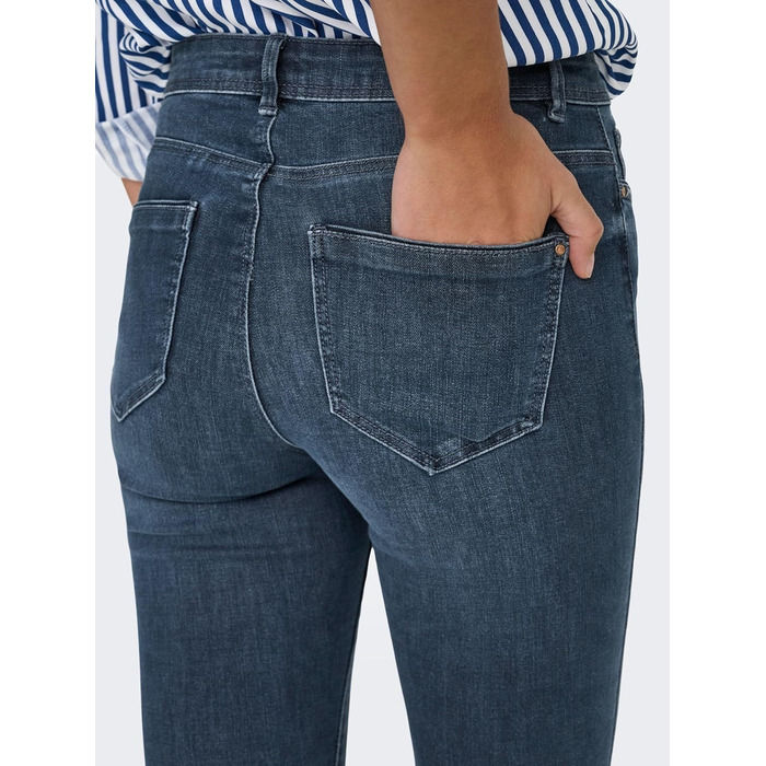 Джинси скінні жіночі ONLY ONLBLUSH, середньої посадки, укорочені, блакитно-чорний денім (XS/30L)