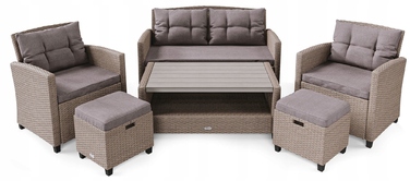 Комплект садових меблів Di Volio DV-016GF Firenze, техноротанг, бежевий, 6 предметів