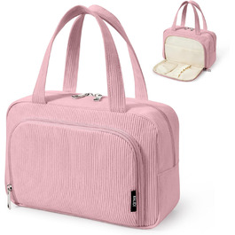 Косметичка для жінок Kalidi з багатьма відділеннями та відділенням для пензликів, велика, для подорожей, органайзер макіяжу, косметичка-рюкзак, темно-зелений (рожевий)