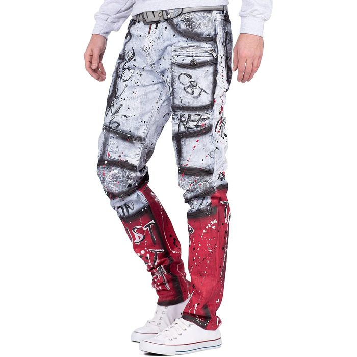 Чоловічі джинси Cipo & Baxx Iceblue Slim Fit 31W/34L з потертостями та стразами