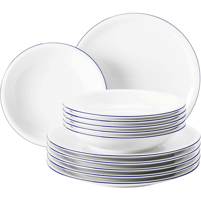 Seltmann Weiden Compact Blaurand: Сервіз столовий 12 предметів (6 осіб), білий