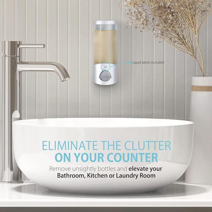 Дозатор для мила, гелю для душу та шампуню Better Living, хром, ABS-пластик, білий, однокамерний