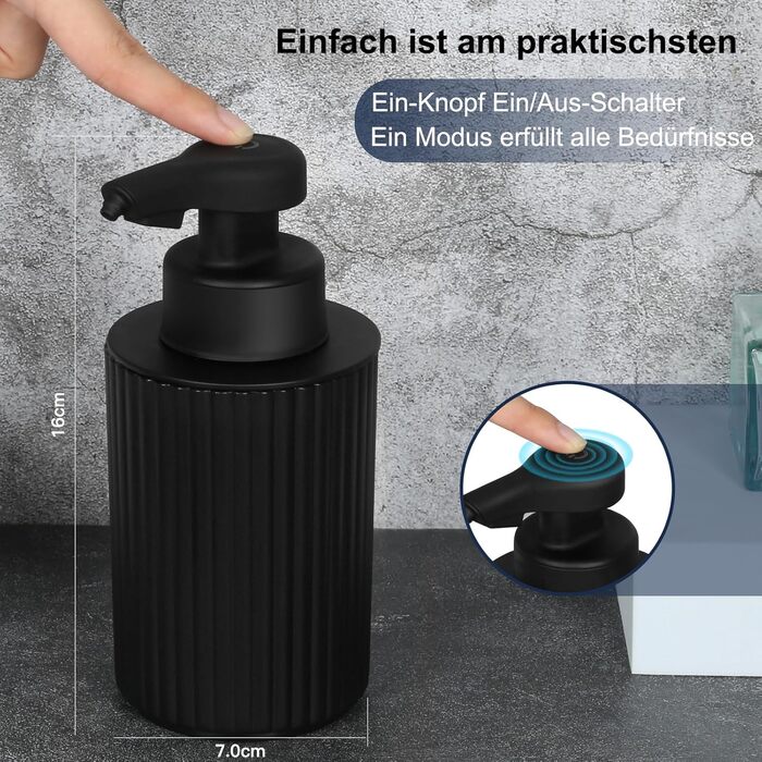 Phneems Automatic Soap Dispenser Electric Soap Dispenser Sensor with Sensor Automatic Foam Soap Dispenser Automatic Foam Dispenser No Touch Foam Dispenser for Bathroom, Kitchen, Office USB Black