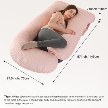 Подушка для вагітних GKXLH – підтримка спини, живота та стегон. J-подібна подушка для вагітних з охолодженням (рожевий)