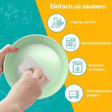 Doppel 850ml Ceramic Dog Bowl - Elevated Food and Water Bowl with Bamboo Stand & Non-Slip Mat for Medium & Large Dogs