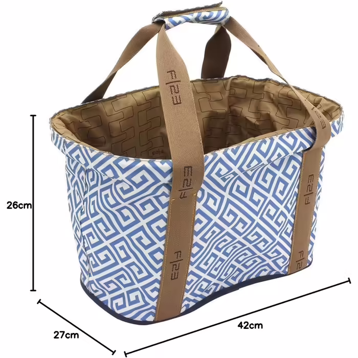 F|23, Shopping Basket, SHOPPERS'DELIGHT, Integrated Protective Cover, Polyester, 42 x 27 x 26 cm, approx. 20 liters, blue/white, 84110-5