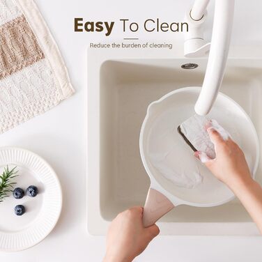 Набір посуду Kordisen з антипригарним покриттям, 5 предметів: каструлі та сковороди, кераміка, білий. Підходить для індукційних плит, без PFOA та PFAS