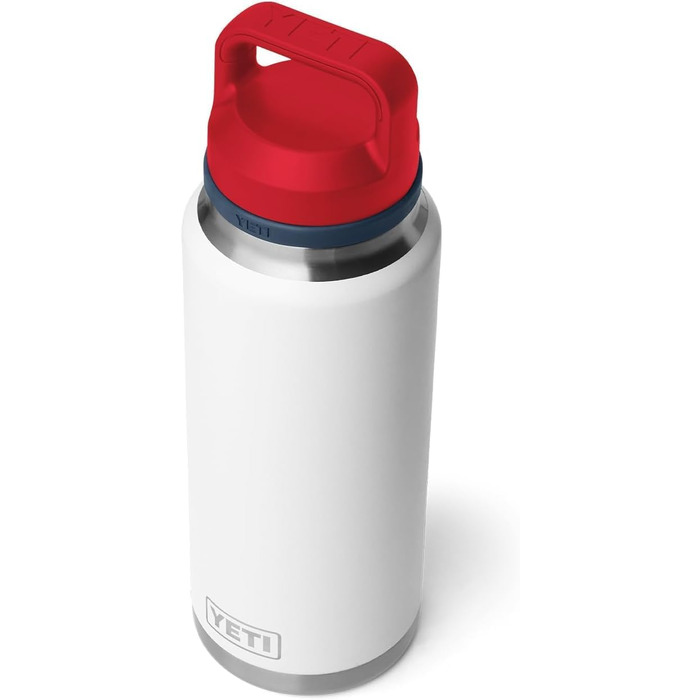 Термос-пляшка YETI Rambler із вакуумною ізоляцією та герметичною кришкою, нержавіюча сталь, 1020 мл (Білий/Синій/Червоний)