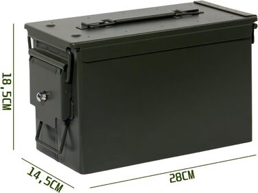 Ammunition Box, US Ammo Box, Cartridge Box, Lithium Battery Storage Box, Ammunition (Lockable - 28cm)