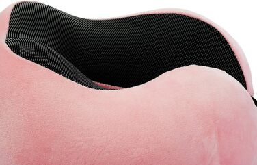 Подушка для шиї з піною пам'яті, 360-градусна підтримка голови, комфортна та легка, ідеальна для сну в літаку, авто, поїзді, автобусі та вдома, з чохлом (Рожева)