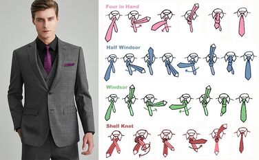 Набір краваток та нагрудних хустинок Enlision для чоловіків: краватка, хустинка, краватенушка, Paisley, в клітинку, для весілля, ділового стилю - фіолетовий, універсальний розмір